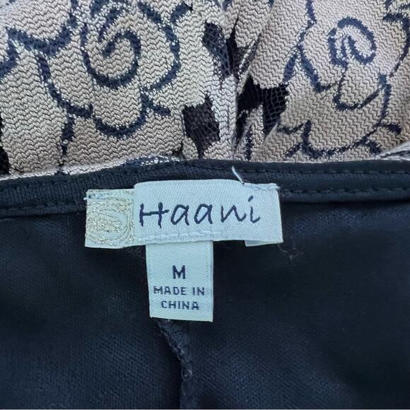 Haani Black and Tan Floral Lace Fit Flare Dress Size Medium - Picture 12 of 13